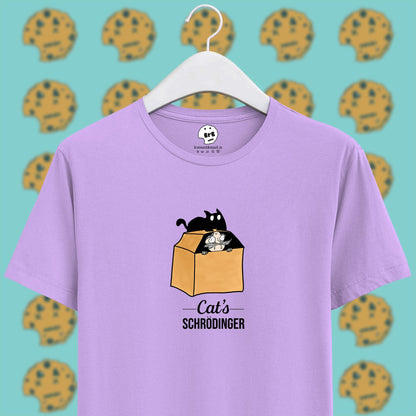 cat's schrodinger reverse thought experiment on lavender half sleeves unisex t-shirt