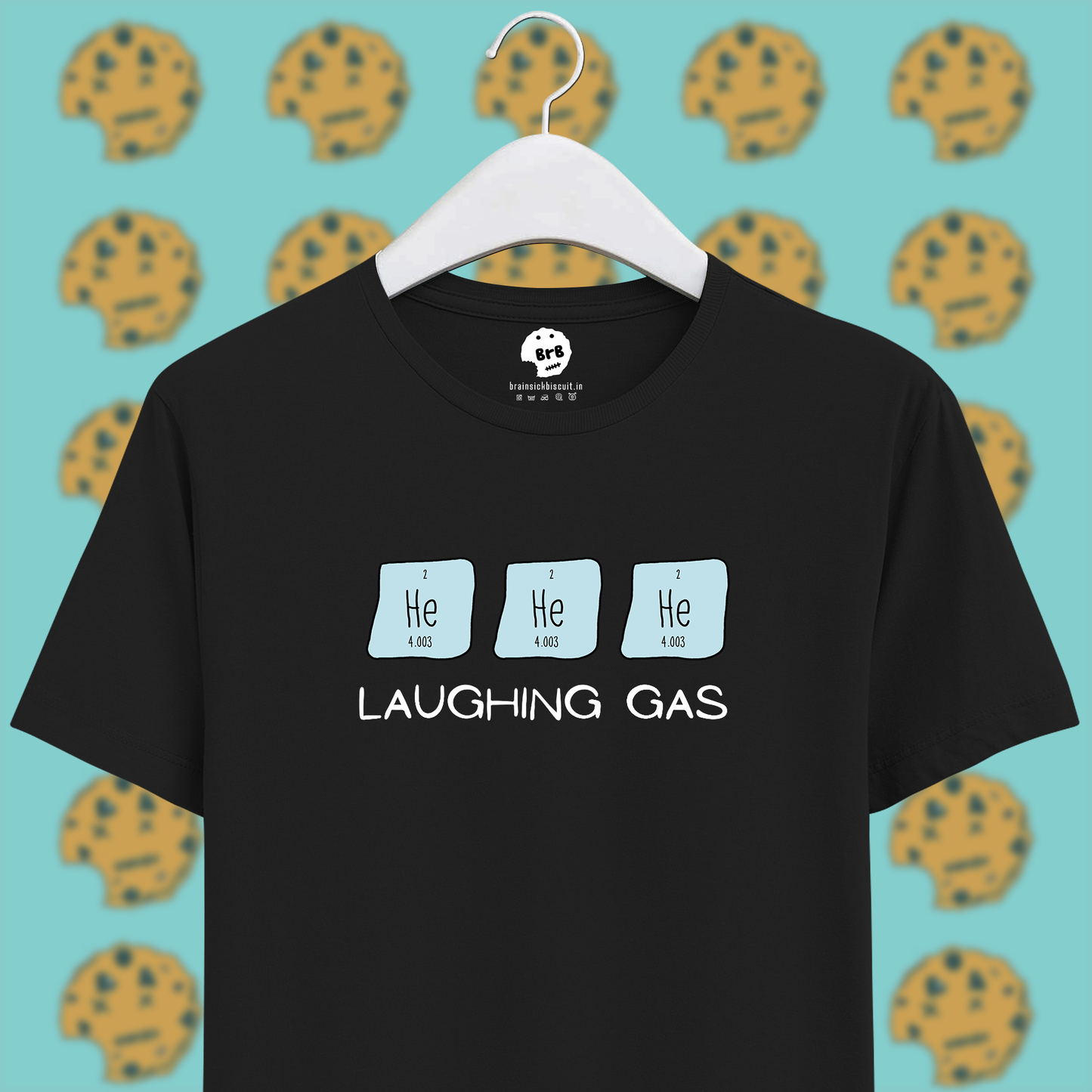 Laughing gas helium joke pun on black unisex half sleeves unisex cotton t-shirt.