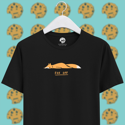 fuck off orange fox pun black unisex half sleeves t-shirt