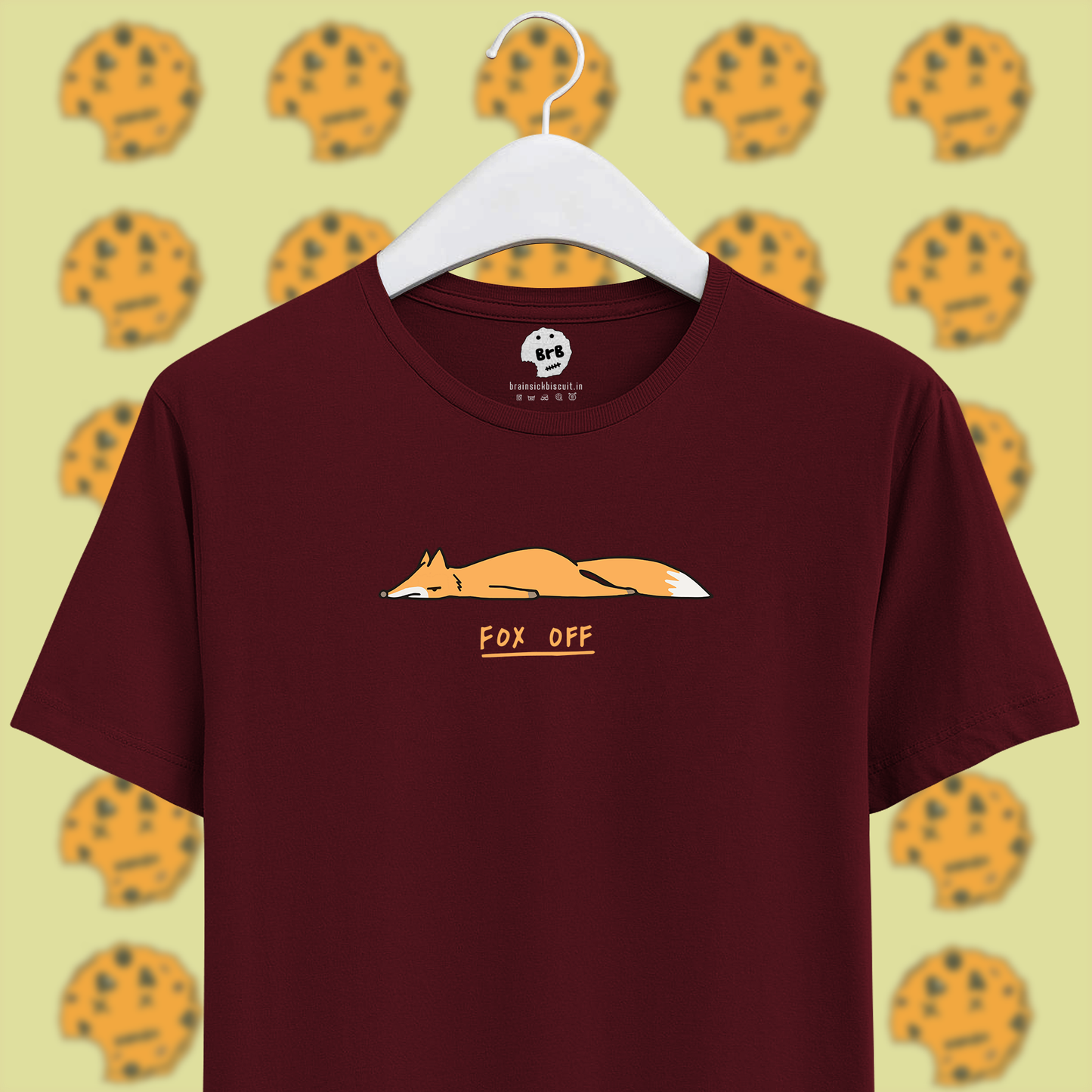 fuck off orange fox pun unisex half sleeves t-shirt maroon wine