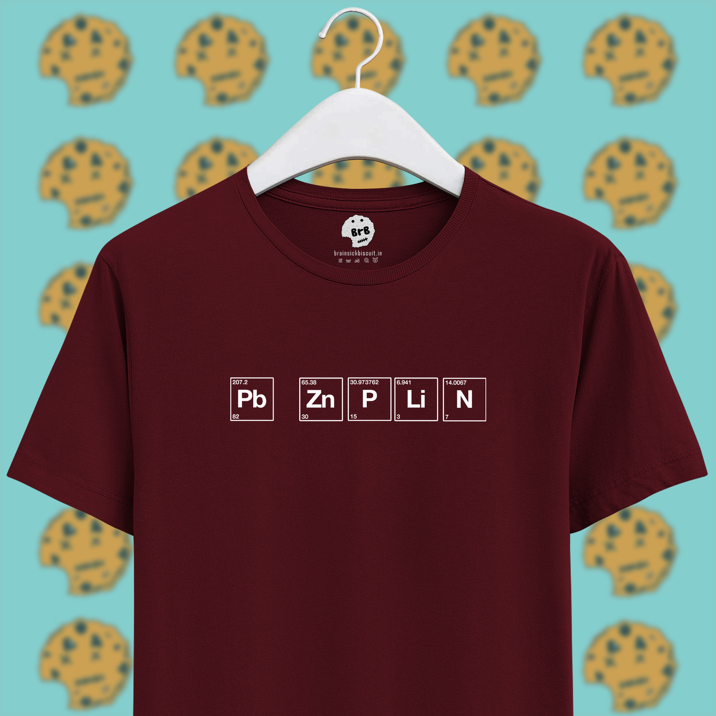 wine maroon periodic table elements lead pun led zeppelin unisex t-shirt.