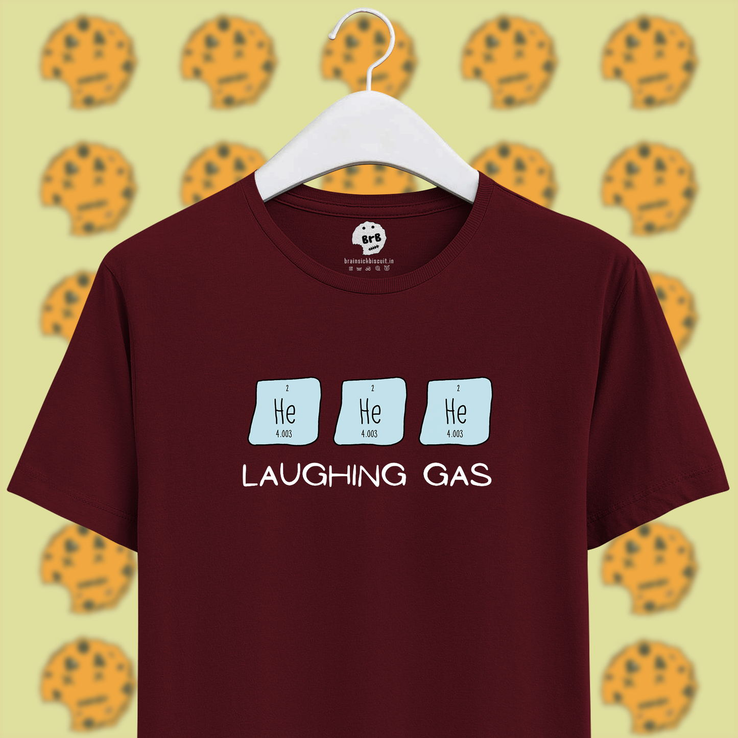 Laughing gas helium joke pun on maroon unisex half sleeves unisex cotton t-shirt.