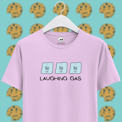 Laughing gas helium joke pun on baby pink unisex half sleeves unisex cotton t-shirt.