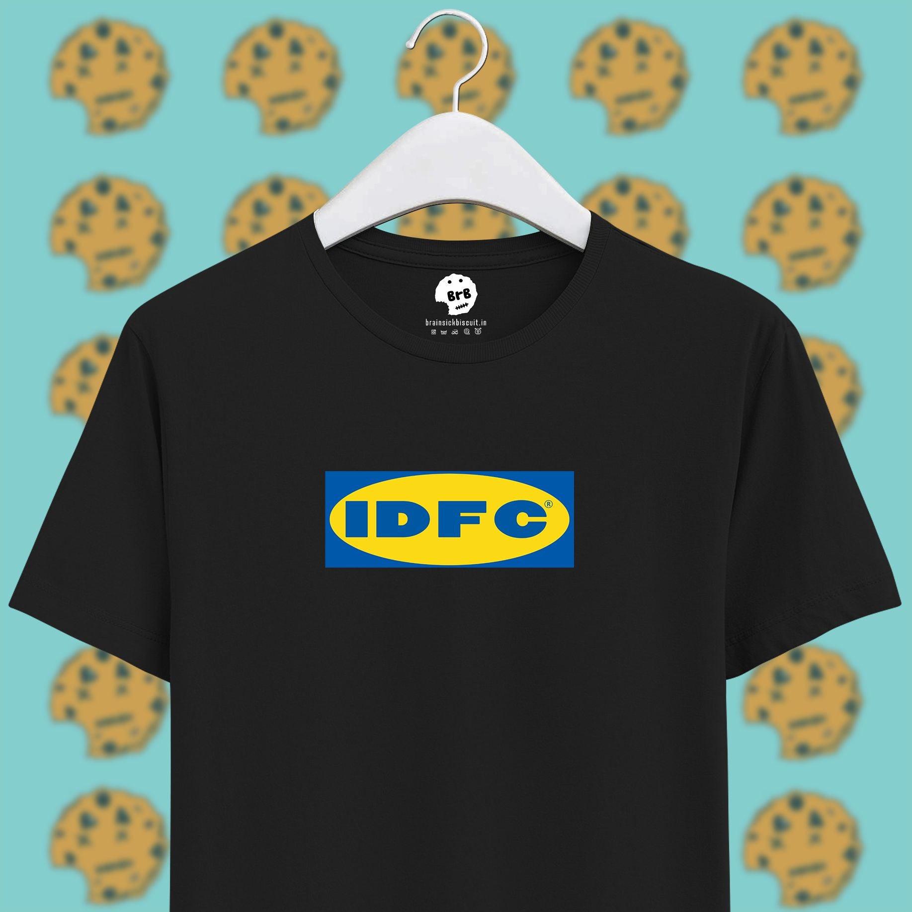 black idfc ikea company logo funny on unisex half sleeve t-shirt