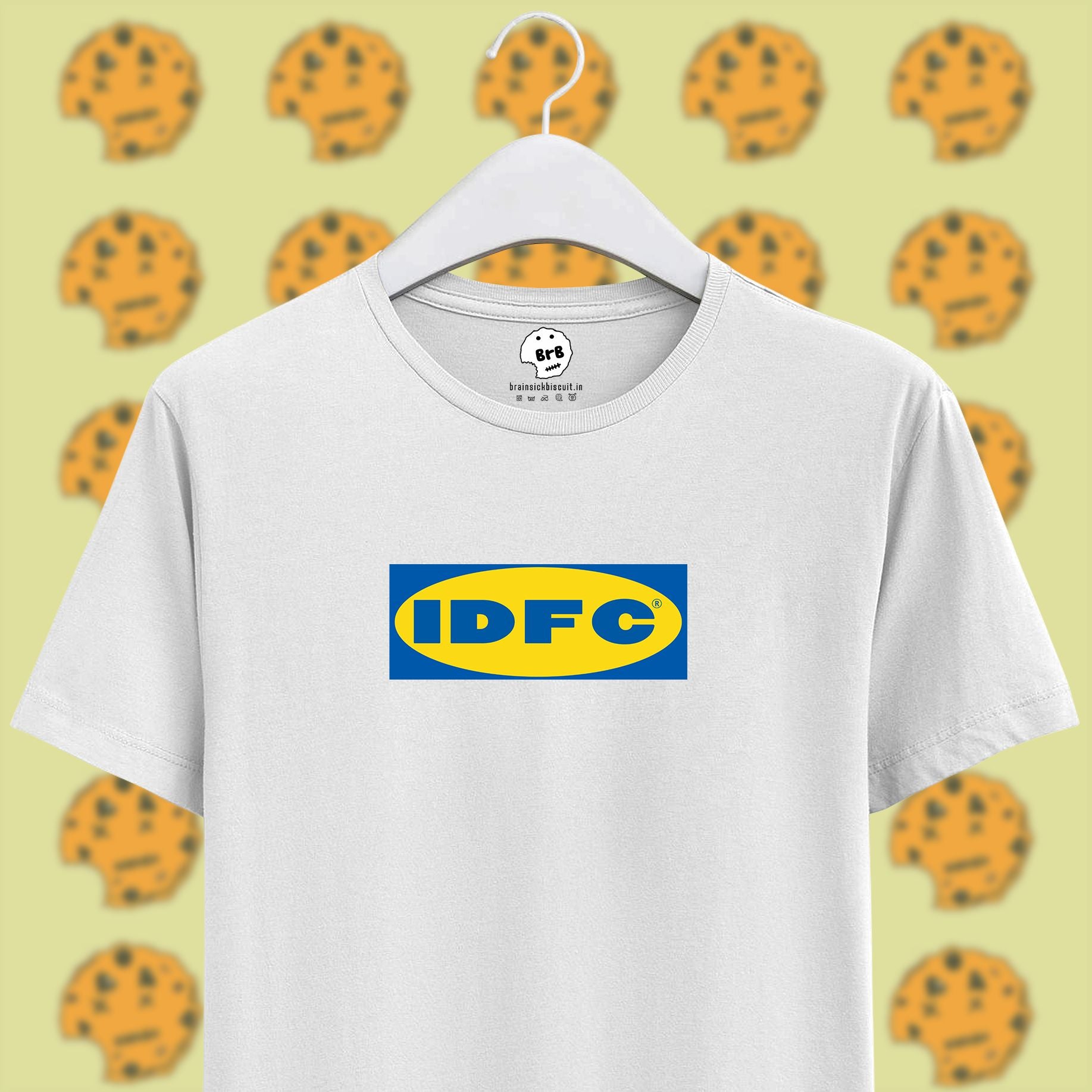 white idfc ikea company logo funny on unisex half sleeve t-shirt