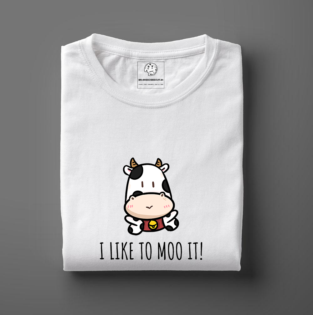 black and white cow dancing to i like to move it song madagascar the movie on white t-shirt